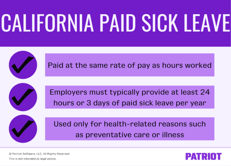 California Paid Sick Leave Coverage, Accrual Rate, and More