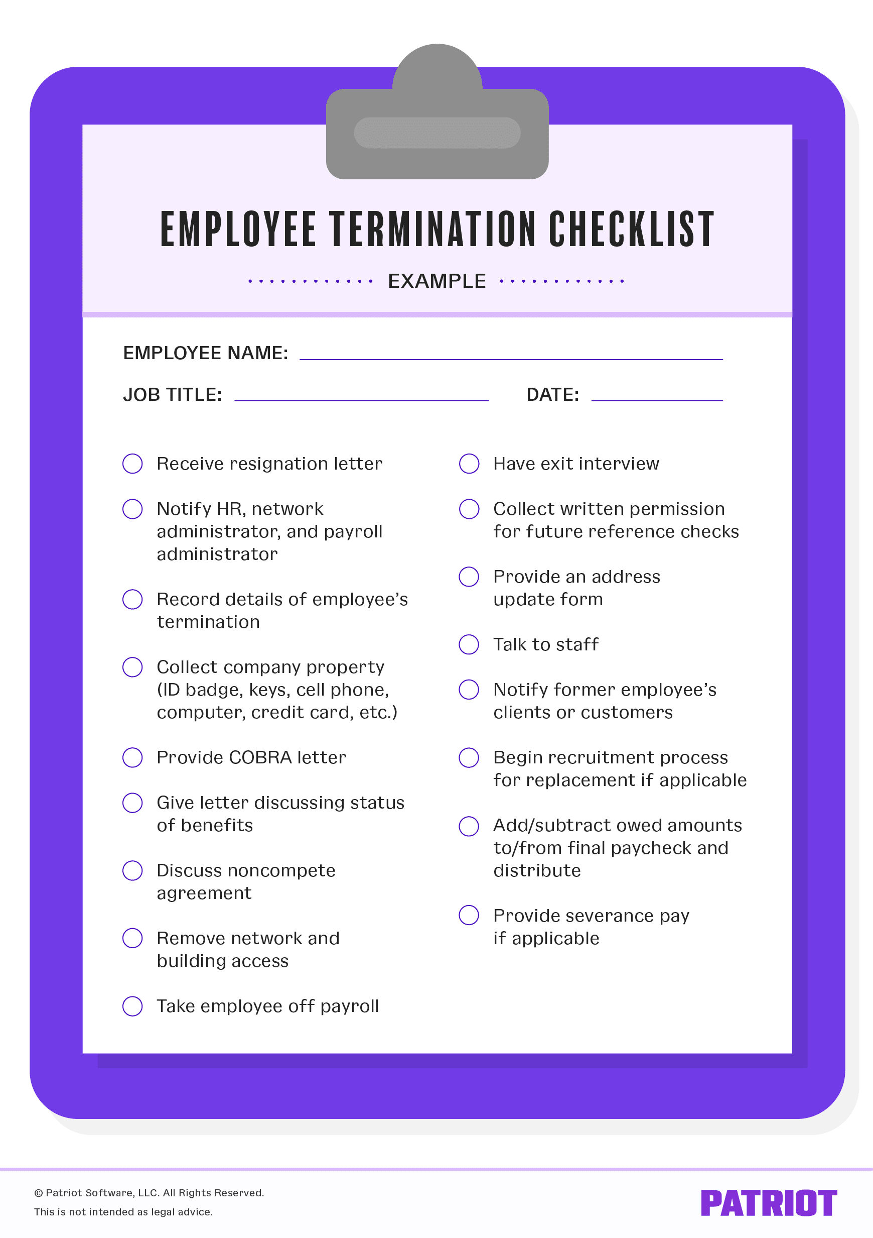 Employee Exit Checklist Template