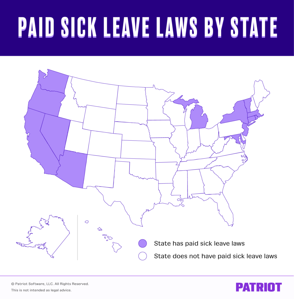 Paid Sick Leave Laws By State Chart Map Accrual Information