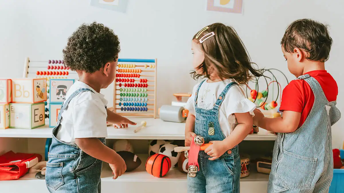 Kids playing in a daycare.