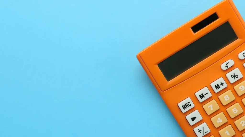 orange calculator on a blue background