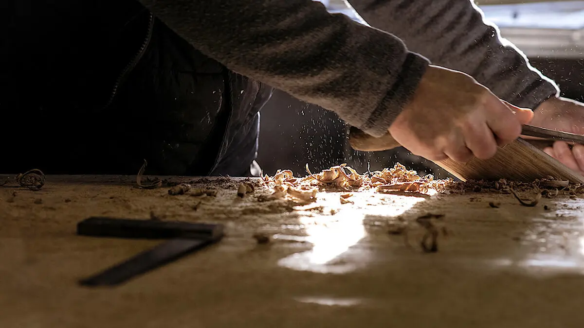 Employee in a woodshop