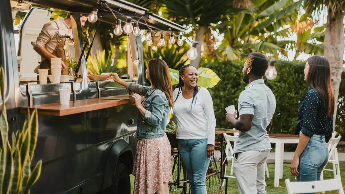 customers ordering at a food truck