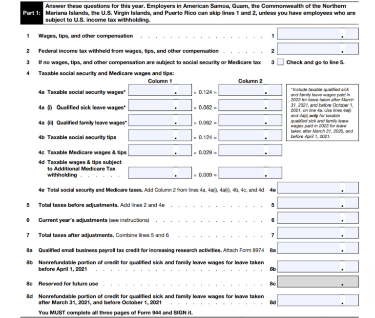 How to Fill Out Form 944 for 2023 Detailed Guide for Employers