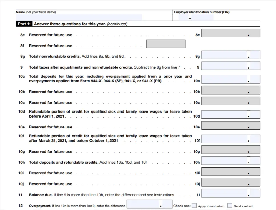 Form 944 for 2023: Part 1 (continued)