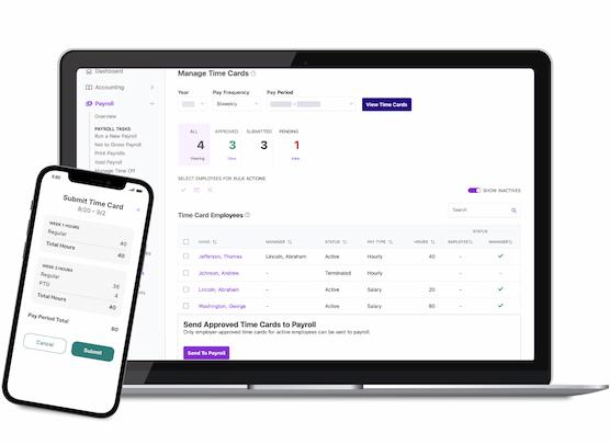 Patriot's Time and Attendance Software screenshot of Time Cards