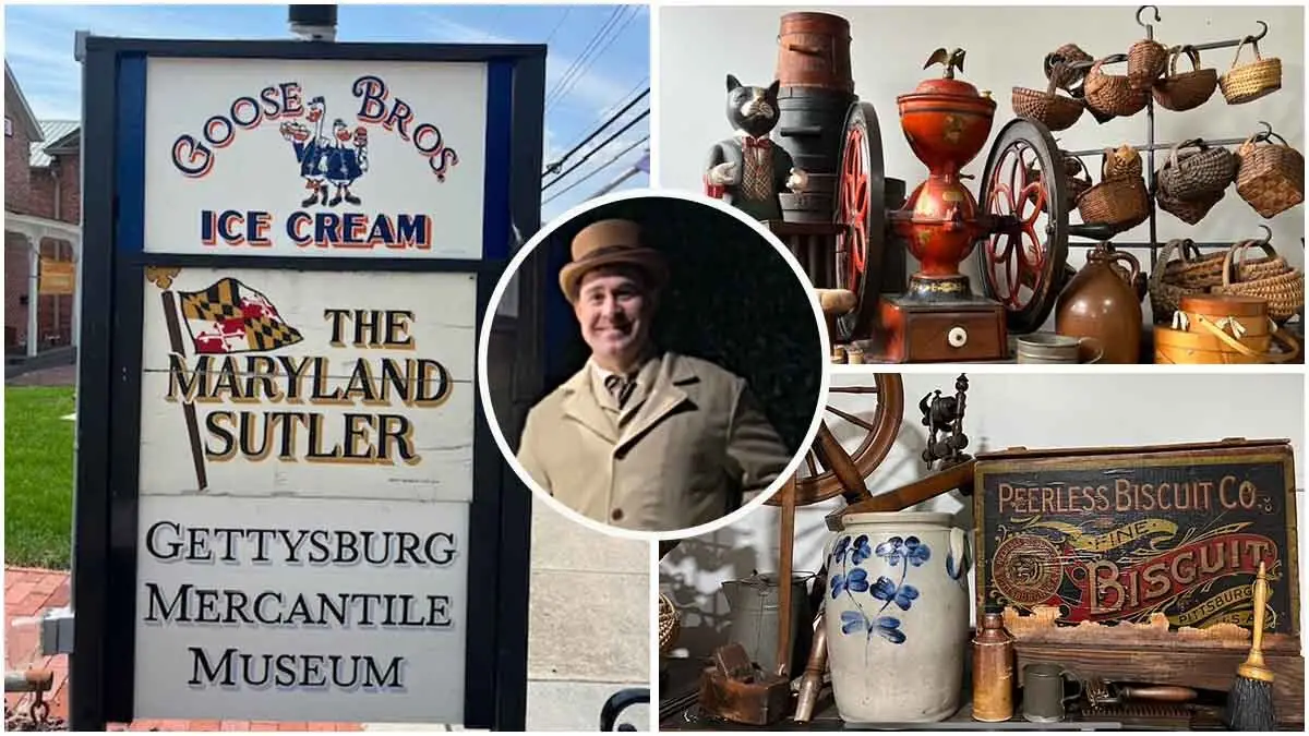 collage of photos from Gettysburg Mercantile Museum in Gettysburg, Pennsylvania