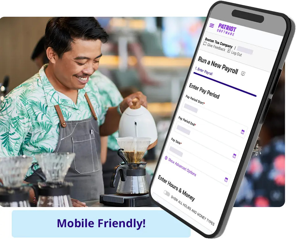 Patriot Software is mobile friendly! Patriot's payroll software on a phone.