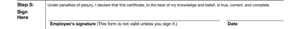 Form W-4 Step 5